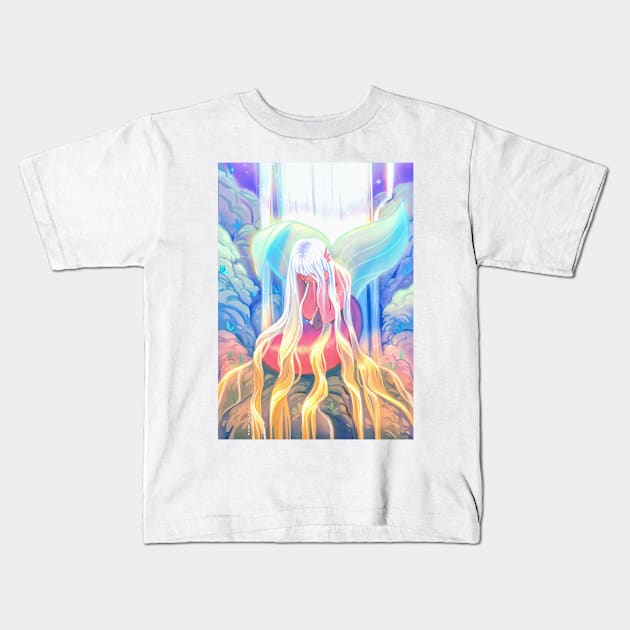 Fairy mermaid crying in a waterfall Kids T-Shirt by Mard_Illus